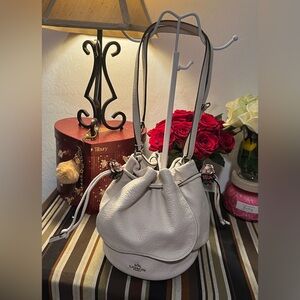 Coach 2016 Blossom White Leather Petal Tulip Bucket Bag Limited Addition